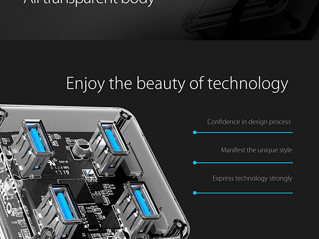 USB 3.0 Transparent 4-Port Hub