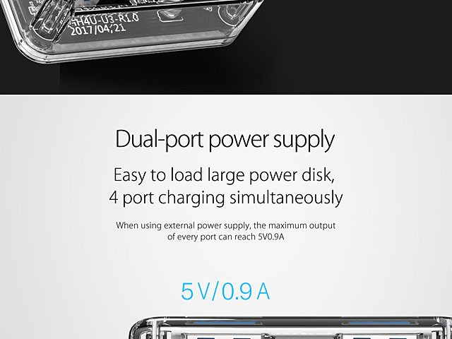 USB 3.0 Transparent 4-Port Hub