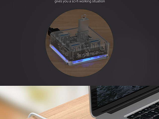 USB 3.0 Transparent 4-Port Hub