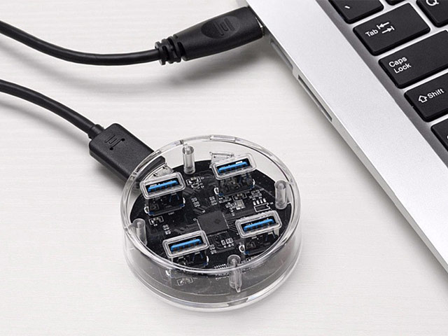 USB 3.0 Transparent Round 4-Port Hub