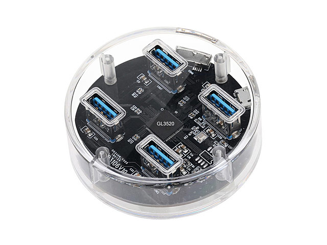 USB 3.0 Transparent Round 4-Port Hub