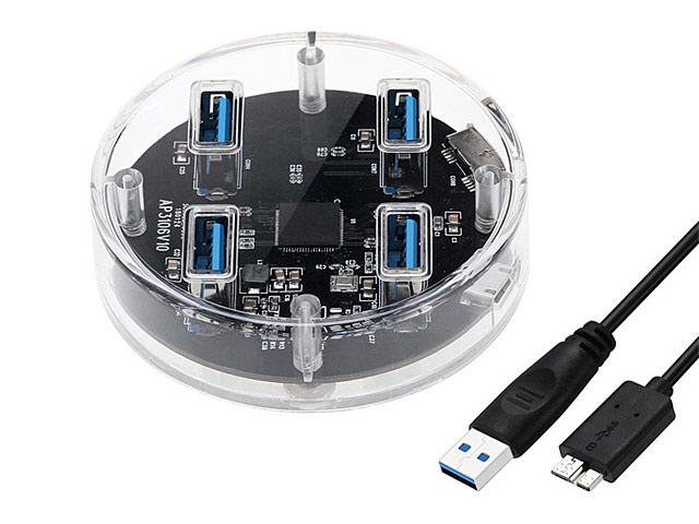 USB 3.0 Transparent Round 4-Port Hub