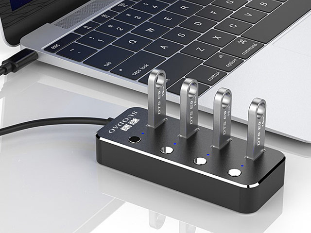 USB 3.0 Aluminum 4-Port Hub with On/Off Switch