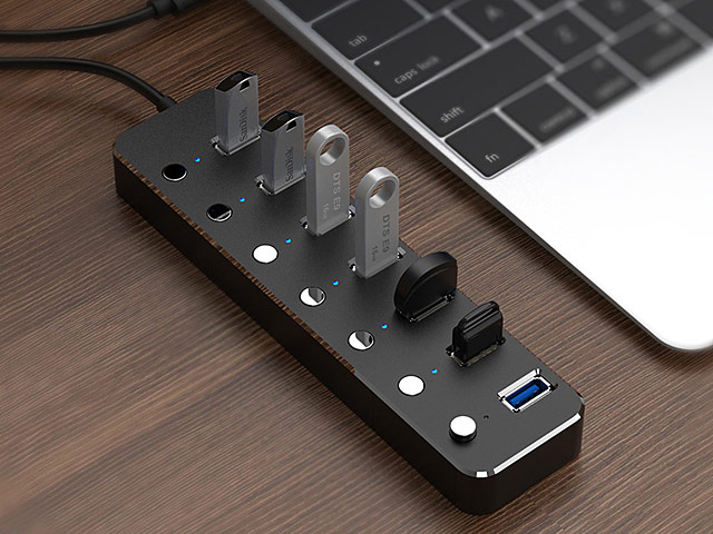 USB 3.0 Aluminum 7-Port Hub with On/Off Switch