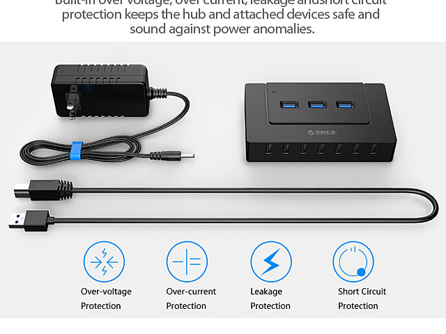 ORICO 10-Port Hub (3-Port USB 3.0 + 7-Port USB 2.0)