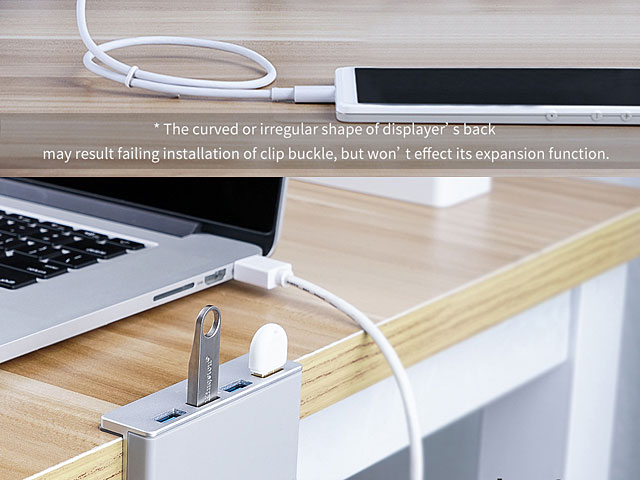 Aluminum Alloy Clip-Type USB 3.0 4-Port Hub