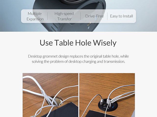 Desktop Power Grommet Multi-Function Hub