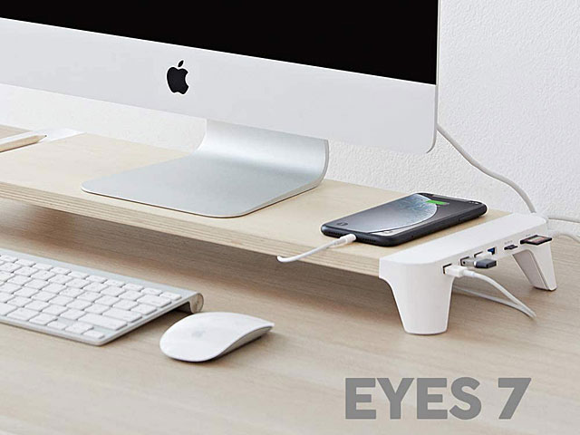 Pout EYES7 - Support en bois pour moniteur/ordinateur avec hub USB & QC 3.0  - Support pour ordinateur - Pout