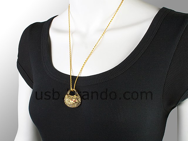 USB Jewel Gold Handbag Necklace Flash Drive