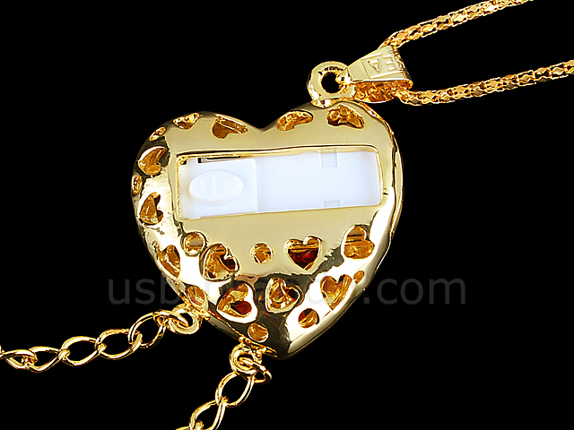 USB Jewel Rose Heart Necklace Flash Drive