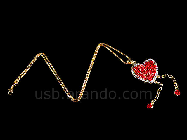 USB Jewel Rose Heart Necklace Flash Drive