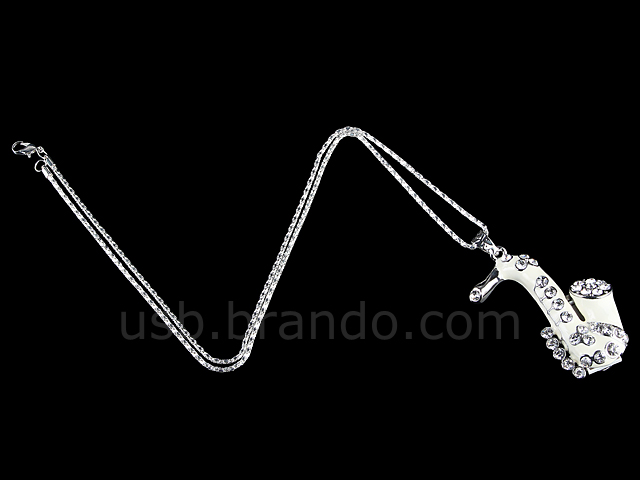 USB Jewel Saxophone Necklace Flash Drive