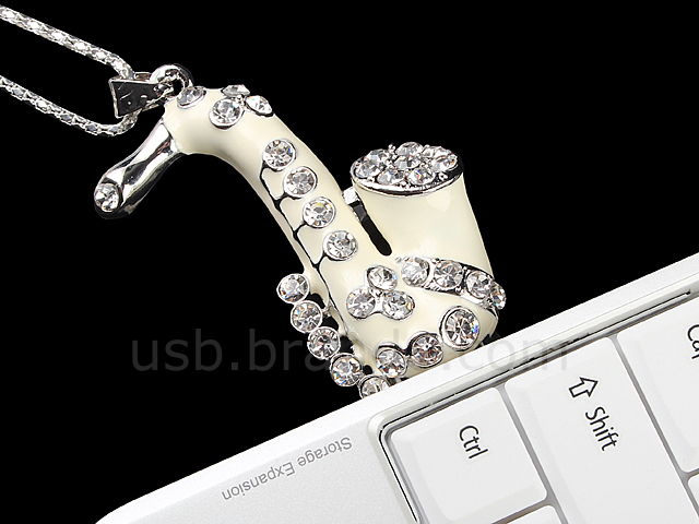 USB Jewel Saxophone Necklace Flash Drive