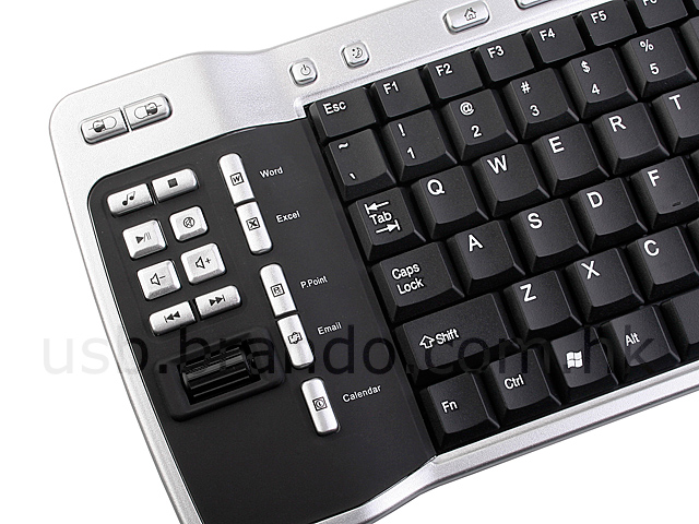 USB 2.4Ghz RF Wireless Multimedia Keyboard with Tracking Ball