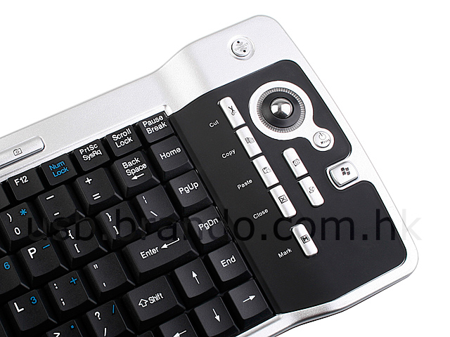 USB 2.4Ghz RF Wireless Multimedia Keyboard with Tracking Ball