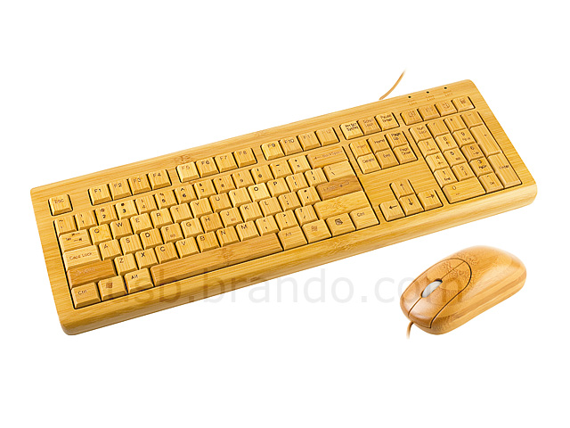 USB Full Bamboo Keyboard with Mouse