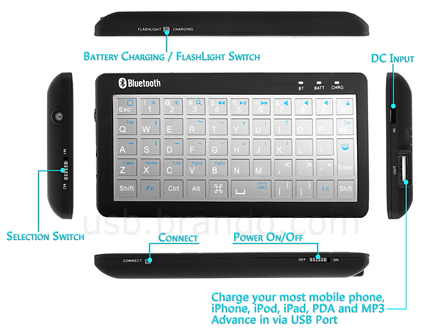 3-in-1 Dual-Connect Slim Bluetooth Keyboard