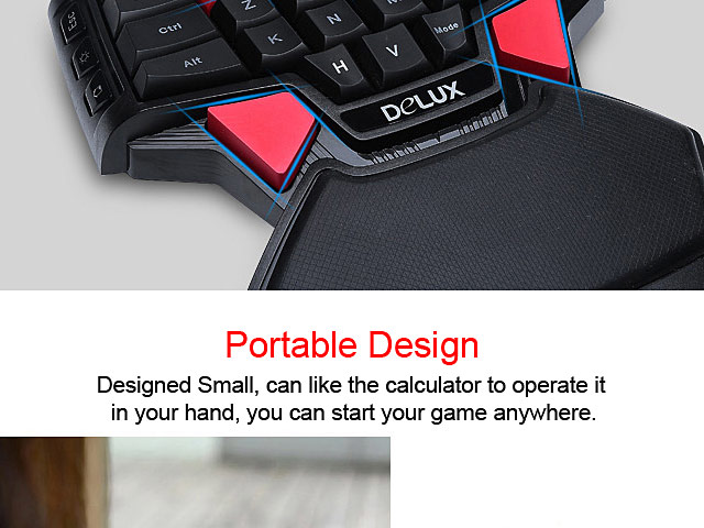 Delux T9 USB One-hand Gaming Keyboard (47keys)