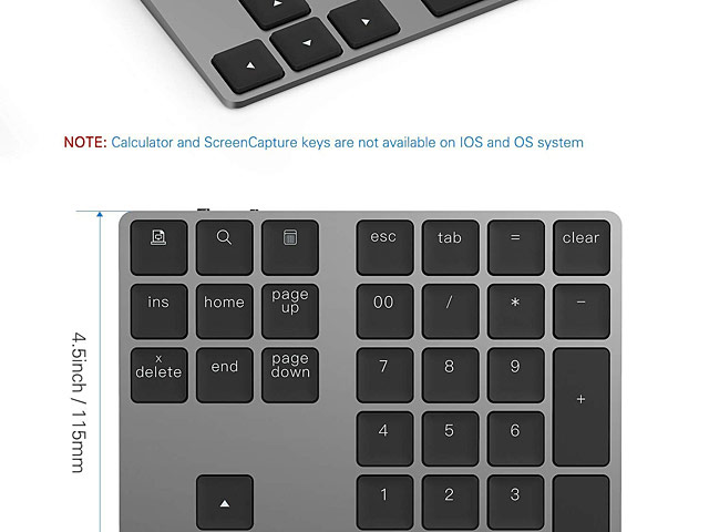 Bluetooth Aluminum Number Keypad (34 keys)