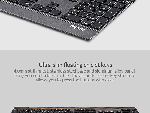 Rapoo E9260 Multi-Mode Ultra-slim Wooden Bluetooth Keyboard