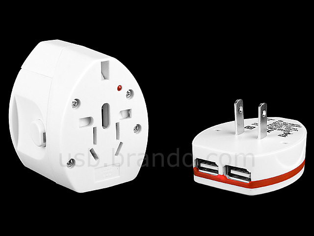 2-In-1 Universal Travel Adapter with Dual USB AC Charger