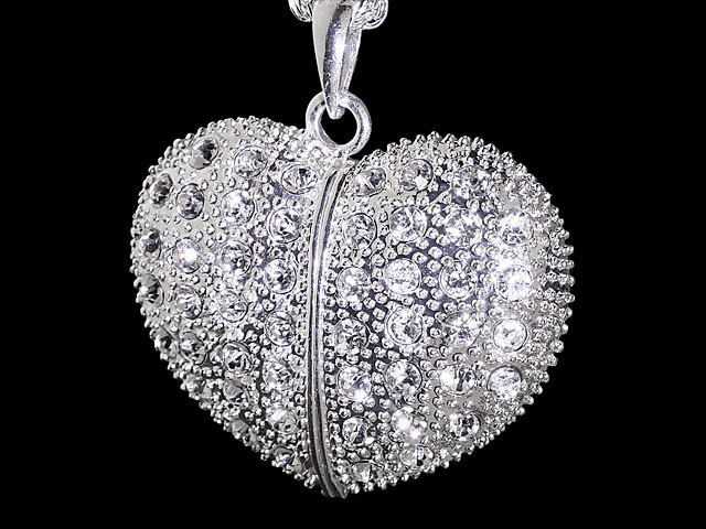 USB Jeweled Heart Necklace Flash Drive