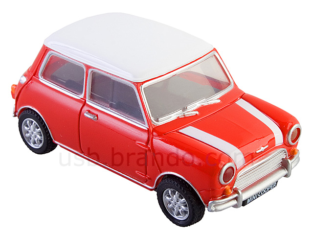 USB Mini Cooper Flash Drive (Red with White Stripes)