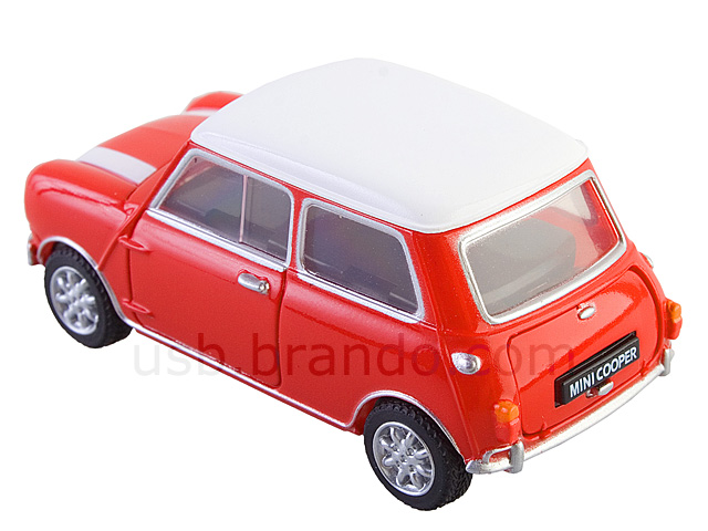 USB Mini Cooper Flash Drive (Red with White Stripes)