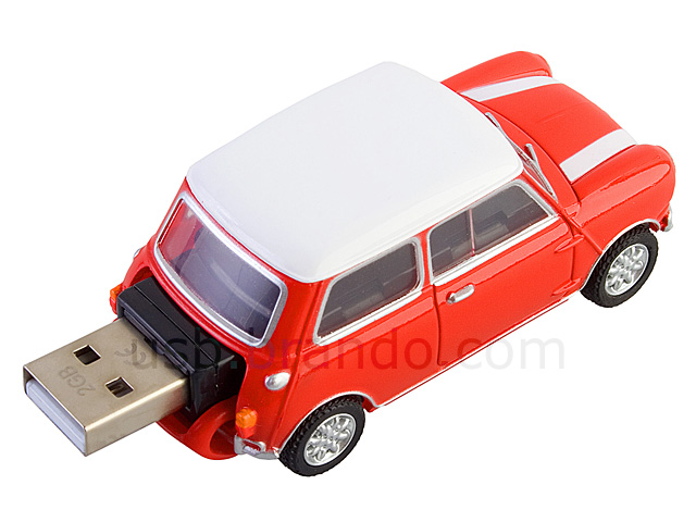 USB Mini Cooper Flash Drive (Red with White Stripes)