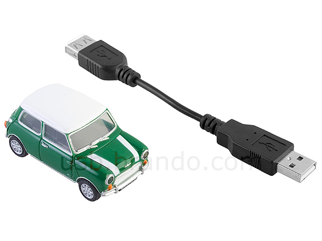 USB Mini Cooper Flash Drive (Green with White Stripes)