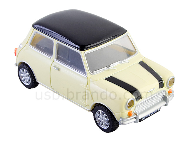 USB Mini Cooper Flash Drive (Cream with Black Stripes)