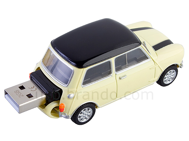 USB Mini Cooper Flash Drive (Cream with Black Stripes)