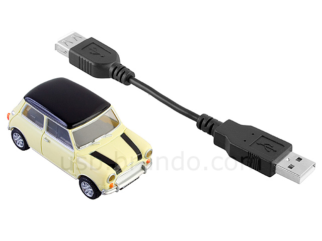 USB Mini Cooper Flash Drive (Cream with Black Stripes)