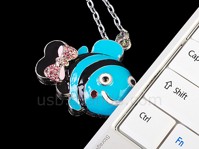 USB Jewel Smiley Fish Necklace Flash Drive