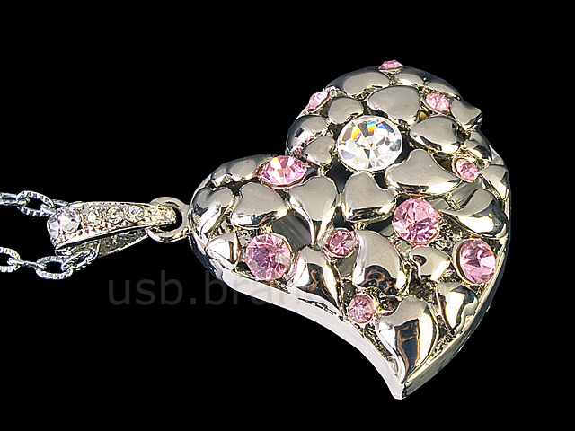 USB Jewel Elegant Heart Necklace Flash Drive