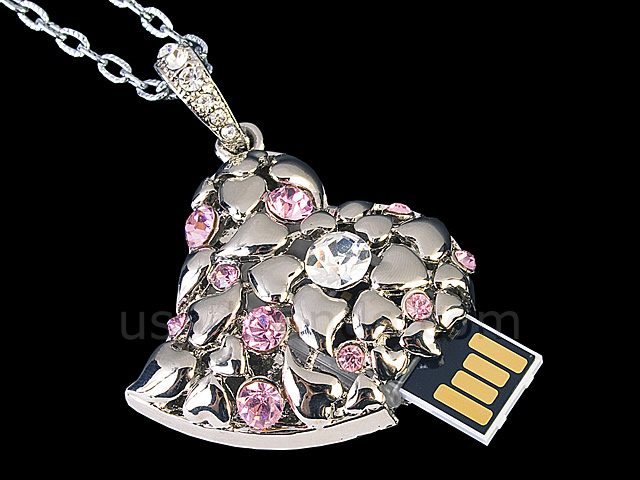 USB Jewel Elegant Heart Necklace Flash Drive