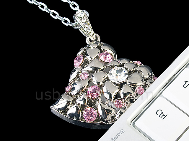 USB Jewel Elegant Heart Necklace Flash Drive