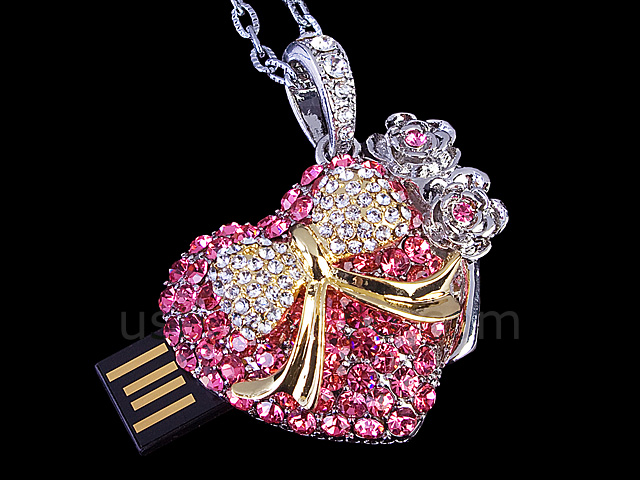 USB Jewel Pretty Heart Necklace Flash Drive