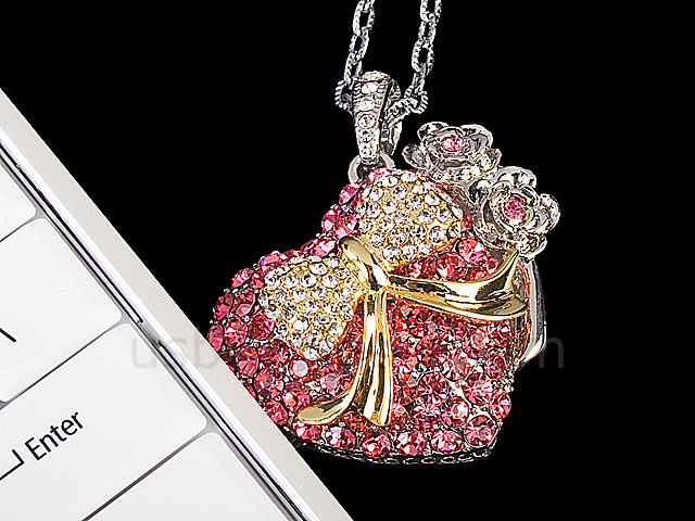 USB Jewel Pretty Heart Necklace Flash Drive