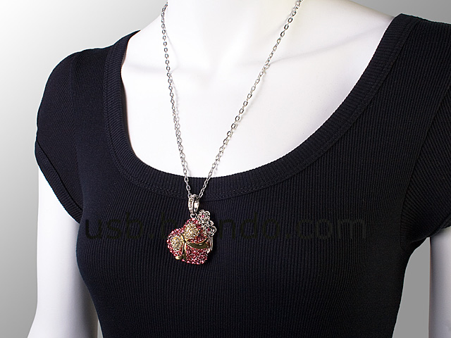 USB Jewel Pretty Heart Necklace Flash Drive