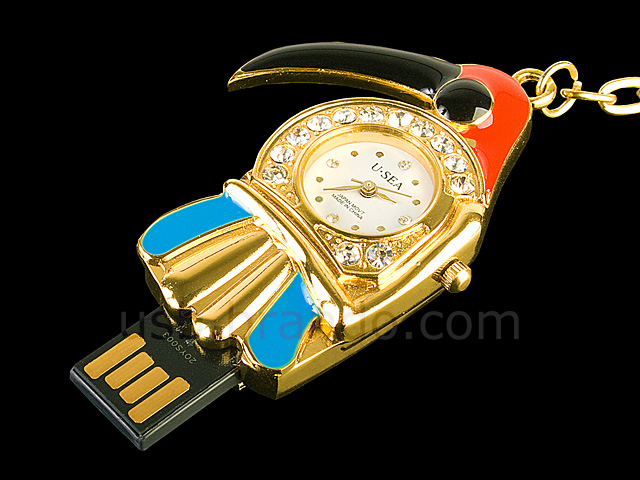 USB Jewel Parrot Watch Keychain Flash Drive