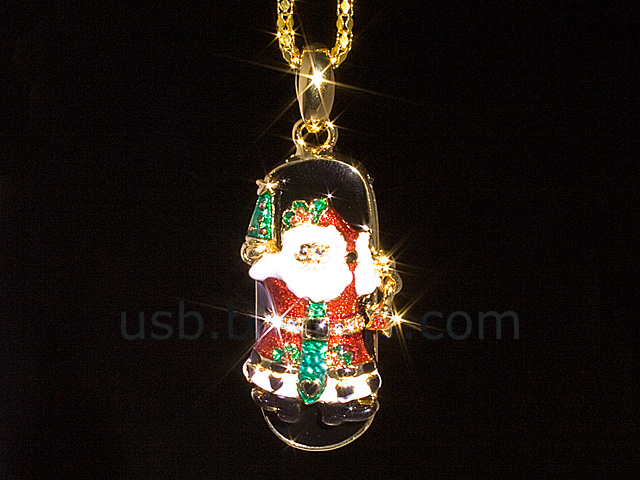 USB Jewel Santa Claus Nacklace Flash Drive