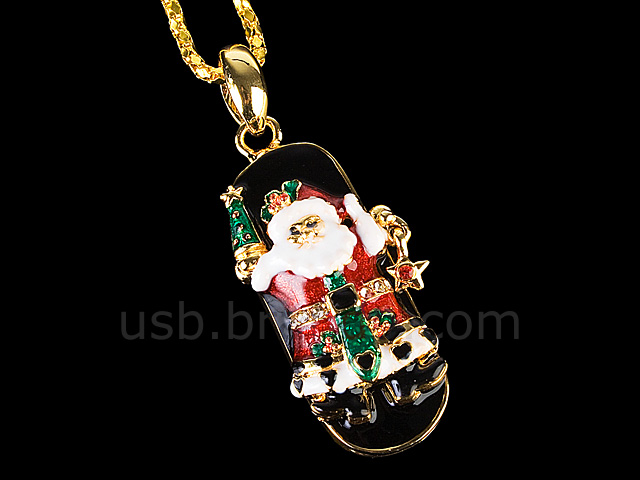 USB Jewel Santa Claus Nacklace Flash Drive