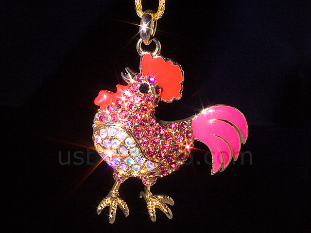 USB Jewel Rooster Necklace Flash Drive