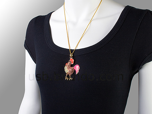 USB Jewel Rooster Necklace Flash Drive