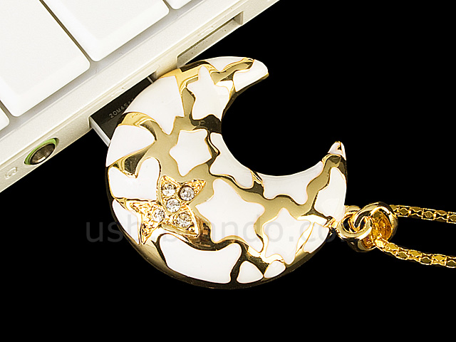 USB Jewel Moon Necklace Flash Drive