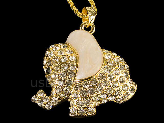 USB Jewel Elephant Necklace Flash Drive