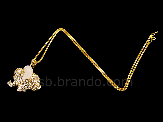 USB Jewel Elephant Necklace Flash Drive