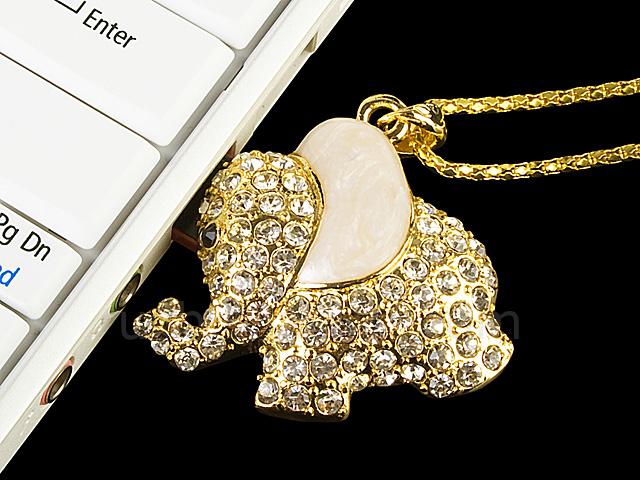 USB Jewel Elephant Necklace Flash Drive