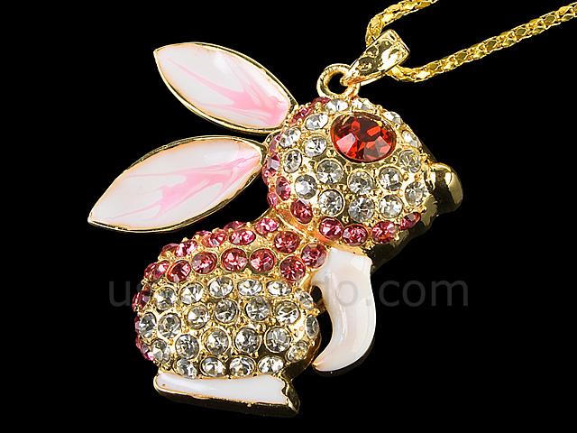 USB Jewel Rabbit Necklace Flash Drive